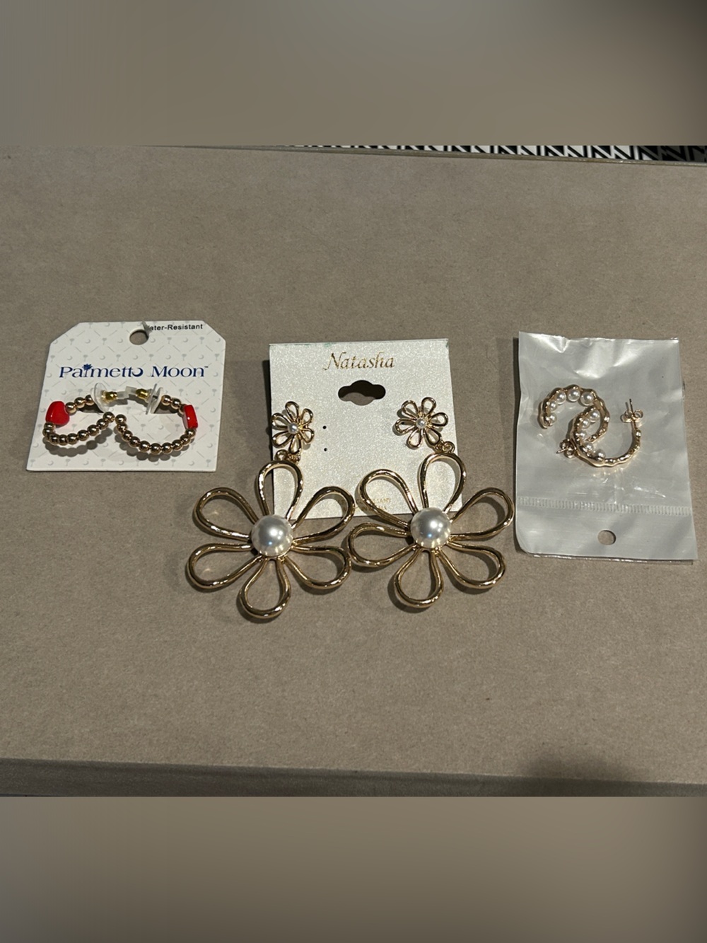 Gold Tone Earrings - Lot of 3